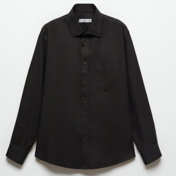 Mango Black Cotton Twill Button Up Shirt in Large - Picture 9 of 9
